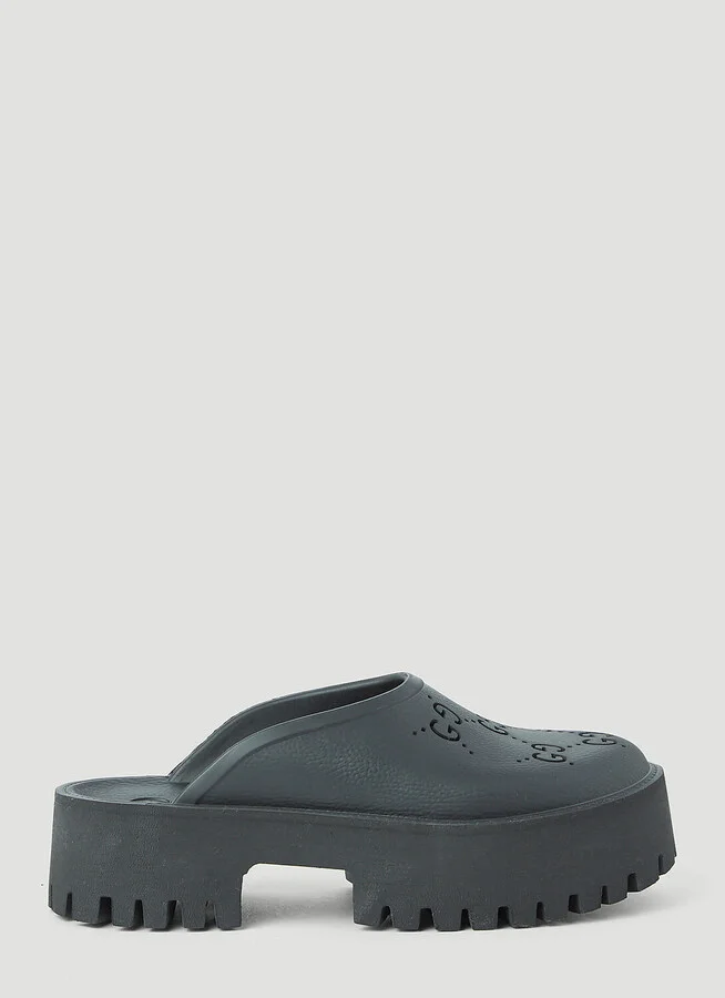Gucci Perforated G Platform Mules - Woman Slip Ons Black Eu - 40