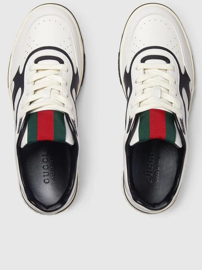 Gucci Re-Web Leather Sneakers - Image 6