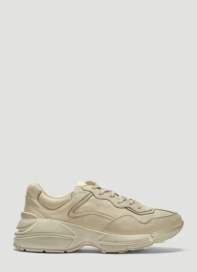 Gucci Rhyton Dirt Leather Sneakers - Man Sneakers White Uk - 10
