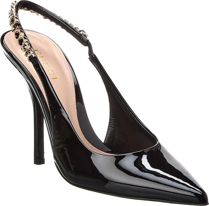 Gucci Signoria Leather Slingback Pump