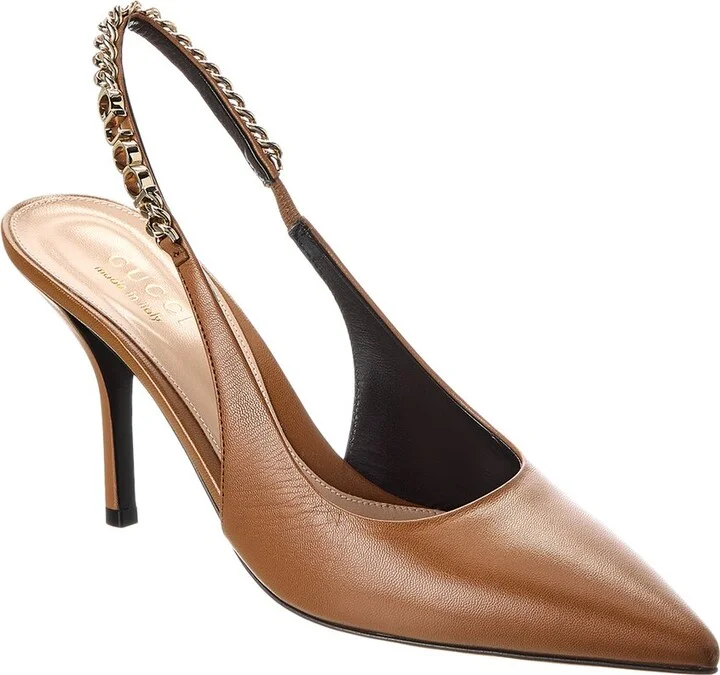 Gucci Signoria Leather Slingback Pump