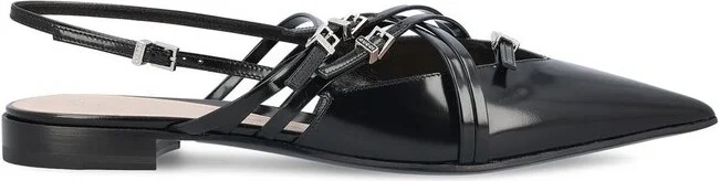 Gucci Strappy Pointed-Toe Slingback Flats