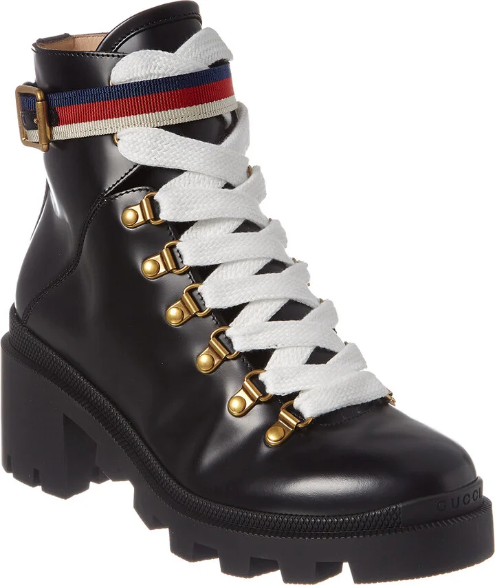 Gucci Sylvie Web Leather Bootie