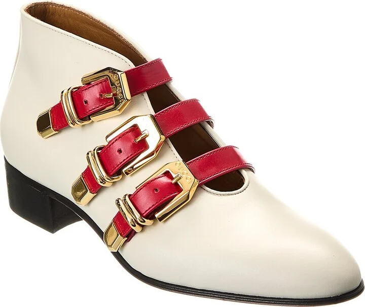 Gucci Triple Buckle Leather Bootie