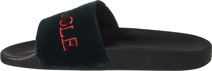 Gucci Velvet Embroidered Slide Sandal - Image 2
