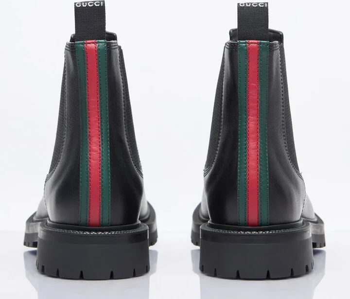 Gucci Web Chelsea Boots - Man Boots Black Uk - 08 - Image 5