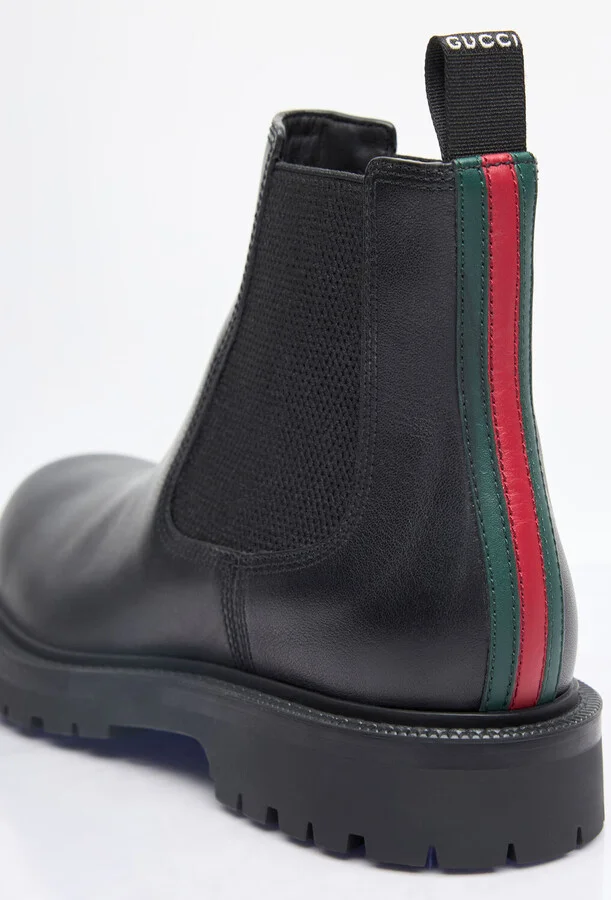 Gucci Web Chelsea Boots - Man Boots Black Uk - 08 - Image 6