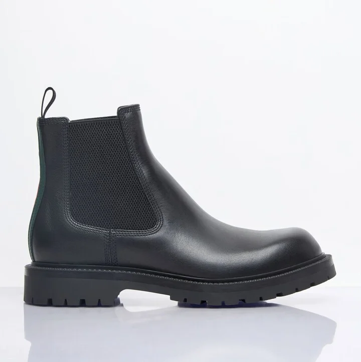 Gucci Web Chelsea Boots - Man Boots Black Uk - 08