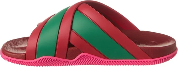Gucci Web Crossover Rubber Sandal - Image 2