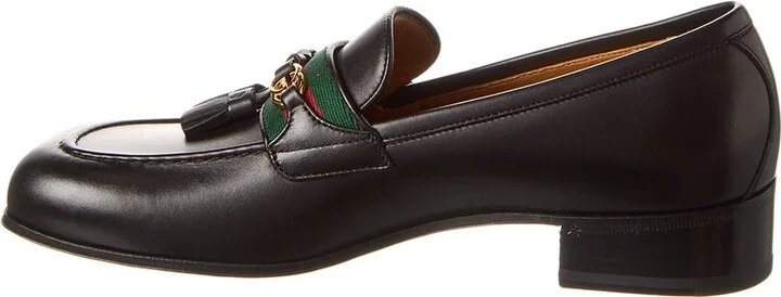 Gucci Web Interlocking G Leather Loafer - Image 2