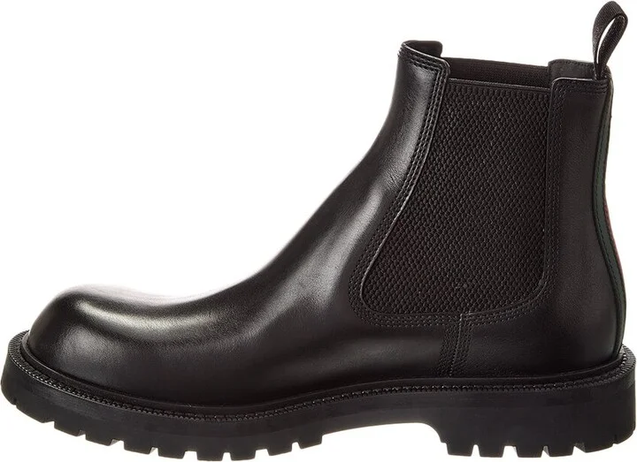 Gucci Web Leather Bootie - Image 2