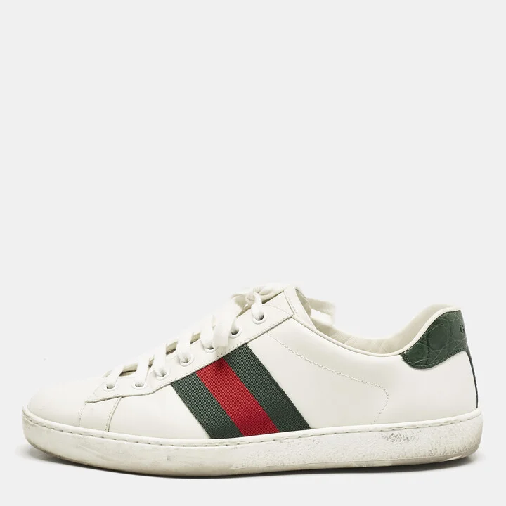 Gucci White Leather Ace Sneakers Size 41.5