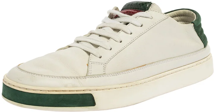 Gucci White Leather Low Top Sneakers Size 40.5