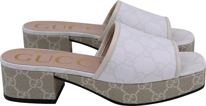Gucci Women's Canvas GG Supreme Monogram Malaga Kid Platform Slide (Authentic Pre-Loved)