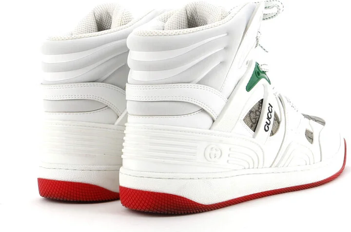 GUCCI Women's Gucci Basket High-Top Sneakers GG Coated Canvas and Demetra - Image 3