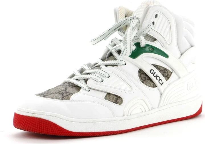 GUCCI Women's Gucci Basket High-Top Sneakers GG Coated Canvas and Demetra