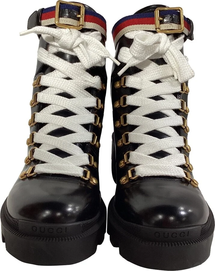 Gucci Women's Leather Trip Lug Sole Combat Boot (Authentic Pre-Loved) - Image 2