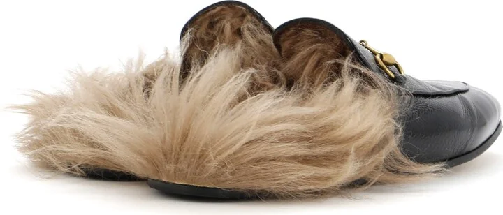 GUCCI Women's Princetown Mules Patent with Fur - Image 3