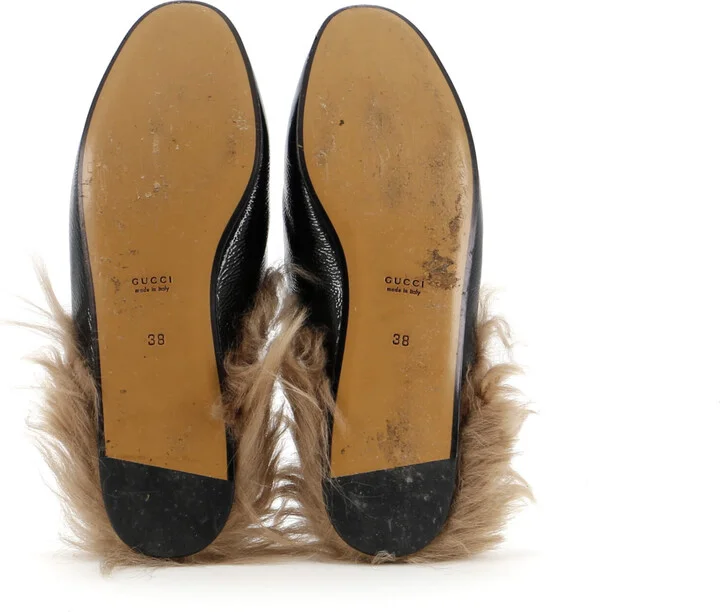 GUCCI Women's Princetown Mules Patent with Fur - Image 4