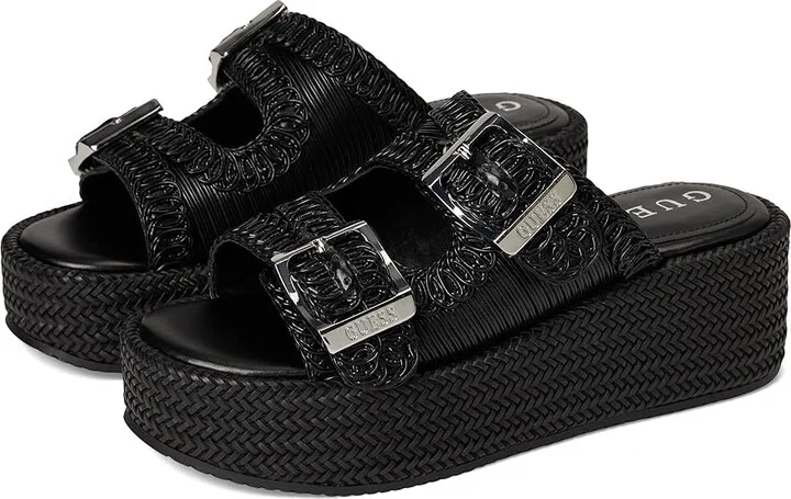 GUESS Binks Women's Wedge Shoes Black : 10 M, Rubber
