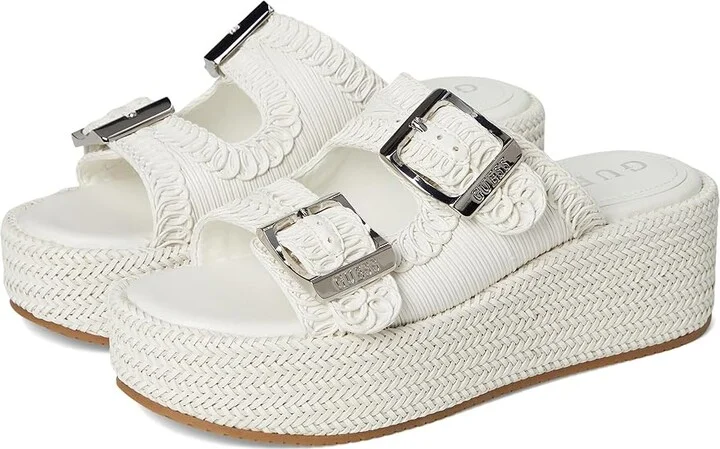 GUESS Binks Women's Wedge Shoes Ivory : 6 M, Rubber