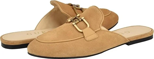 GUESS Bommiya Women's Flat Shoes Medium Natural : 6 M, Leather/Suede/Synthetic