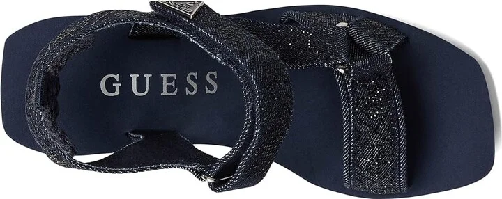 GUESS Dawsin Women's Sandals Black Denim Rhinestone Logo : 7 M, Synthetic - Image 2