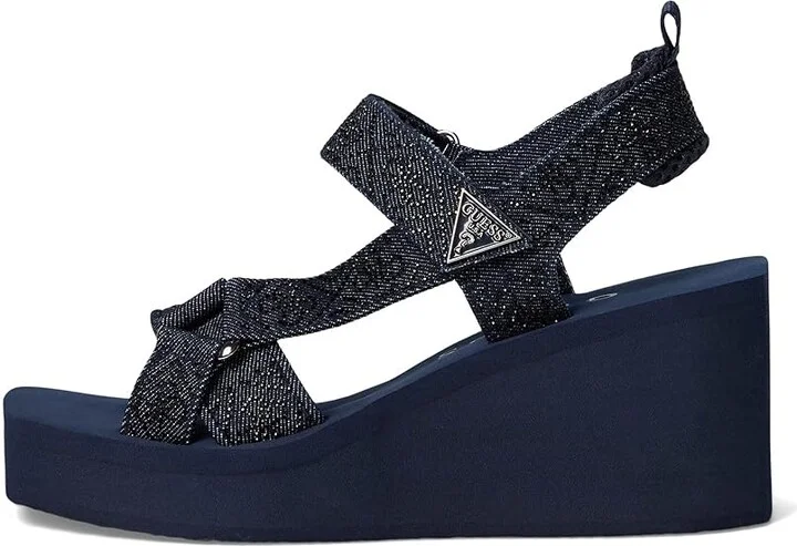 GUESS Dawsin Women's Sandals Black Denim Rhinestone Logo : 7 M, Synthetic - Image 6