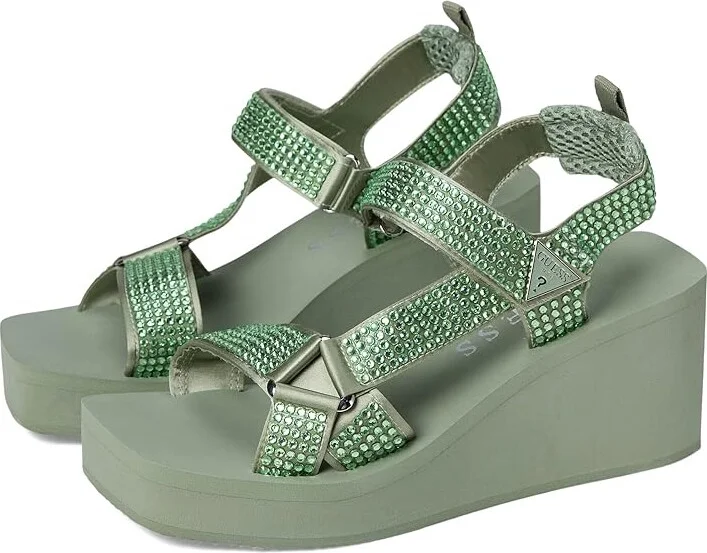 GUESS Dawsin Women's Sandals Light Green : 7 M, Synthetic