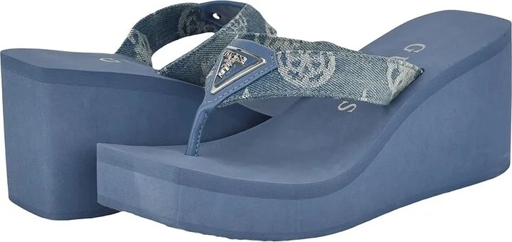 GUESS Demmey Women's Flat Shoes Dark Blue Denim : 9 M, Rubber