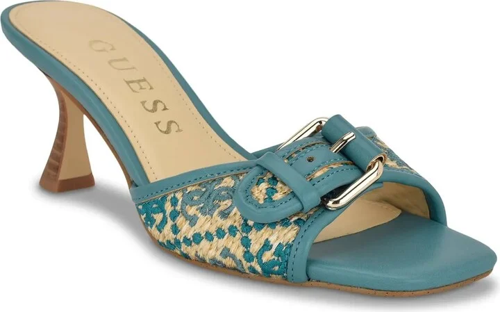 Beige/Turquoise Logo Print