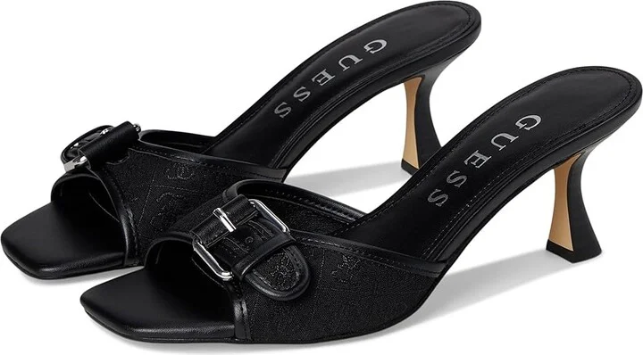 GUESS Dista Women's Sandals Black Logo : 9.5 M, Faux Leather/Textile