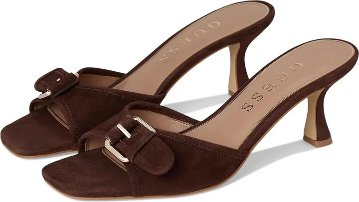 GUESS Dista Women's Sandals Dark Brown : 10 M, Faux Leather/Textile