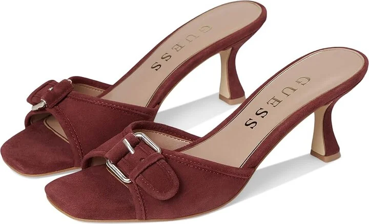 GUESS Dista Women's Sandals Dark Red : 6.5 M, Faux Leather/Textile