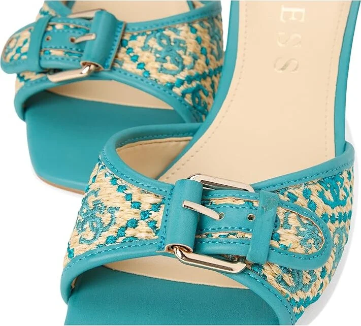 GUESS Dista Women's Sandals Light Blue : 5 M, Faux Leather/Textile - Image 7