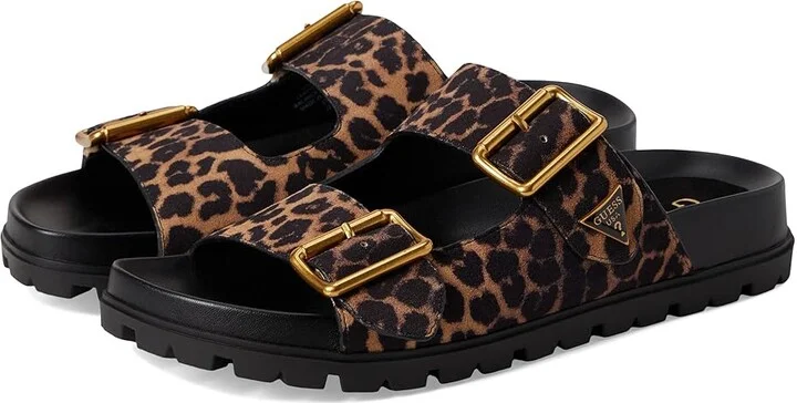 GUESS Fasten Women's Wedge Shoes Leopard Suede : 7 M, Rubber/Suede