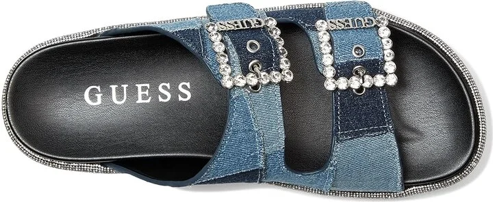GUESS Funzya Women's Wedge Shoes Medium Blue Denim Patchwork : 6 M, Rubber - Image 2