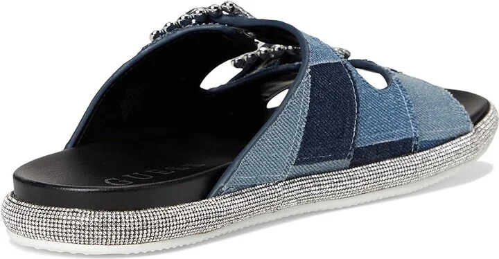 GUESS Funzya Women's Wedge Shoes Medium Blue Denim Patchwork : 6 M, Rubber - Image 4