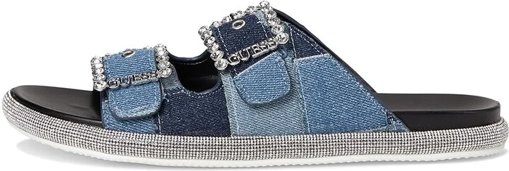 GUESS Funzya Women's Wedge Shoes Medium Blue Denim Patchwork : 6 M, Rubber - Image 6