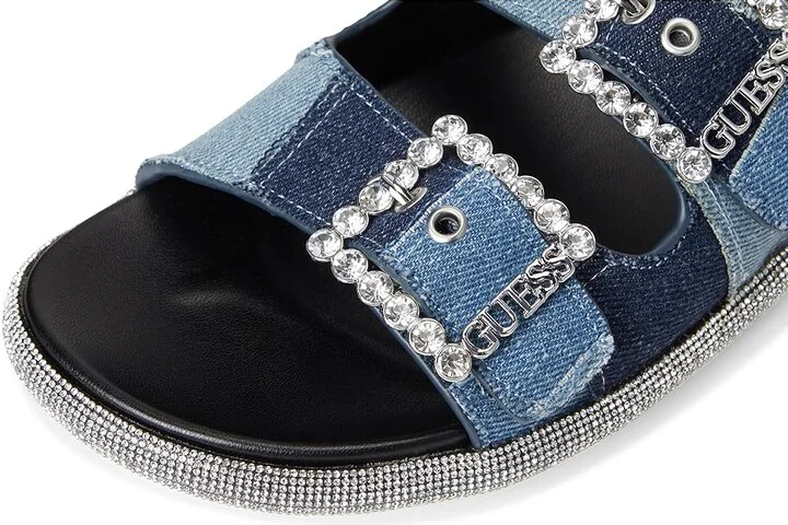 GUESS Funzya Women's Wedge Shoes Medium Blue Denim Patchwork : 6 M, Rubber - Image 7
