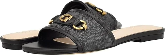 GUESS Hammi Women's Sandals Black Logo : 6.5 M, Synthetic/Textile