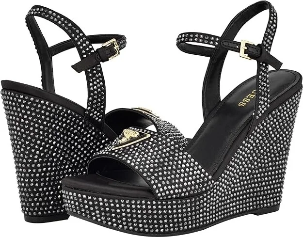GUESS Hippa Women's Sandals Black Satin : 8.5 M