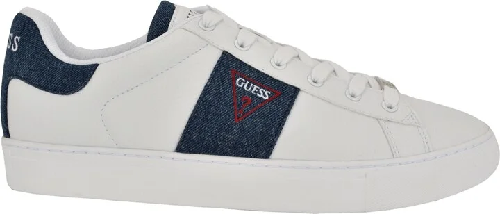 Guess Men's Bertell Round Toe Lace Up Fashion Sneakers - White, Denim multi - Image 2