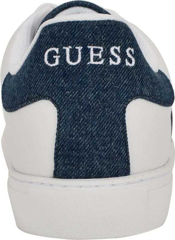 Guess Men's Bertell Round Toe Lace Up Fashion Sneakers - White, Denim multi - Image 3