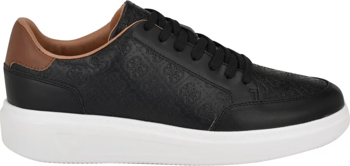 Guess Men's Creed Branded Lace Up Fashion Sneakers - Black, Cognac - Image 2