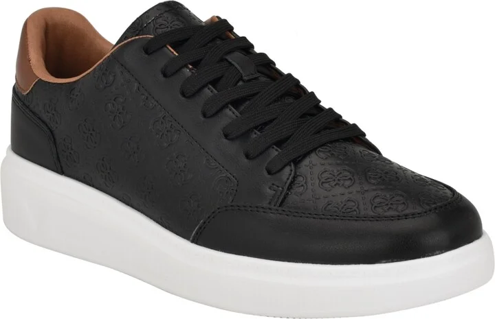 Guess Men's Creed Branded Lace Up Fashion Sneakers - Black, Cognac