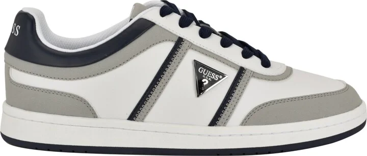 Guess Men's Lasen Branded Lace-Up Fashion Sneakers - Medium Gray, White multi - Image 4