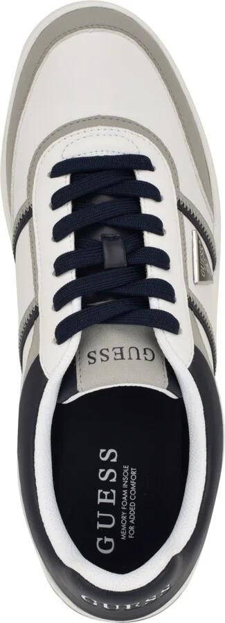 Guess Men's Lasen Branded Lace-Up Fashion Sneakers - Medium Gray, White multi - Image 5