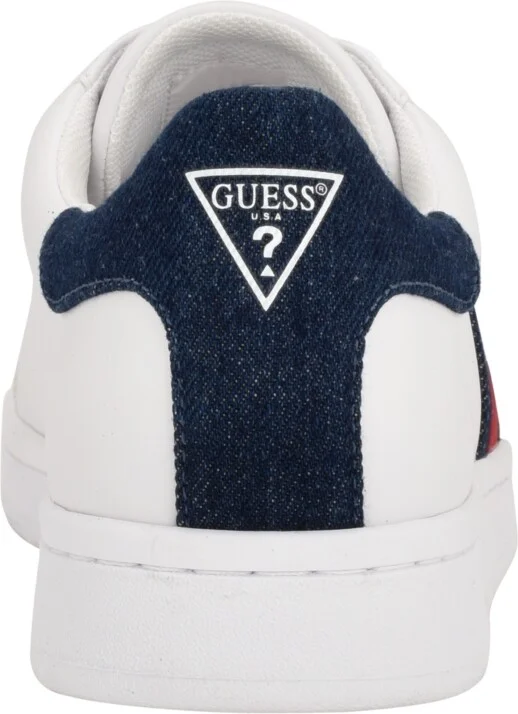 Guess Men's Letoro Low Top Lace Up Casual Sneakers - White, Denim, Red - Image 3