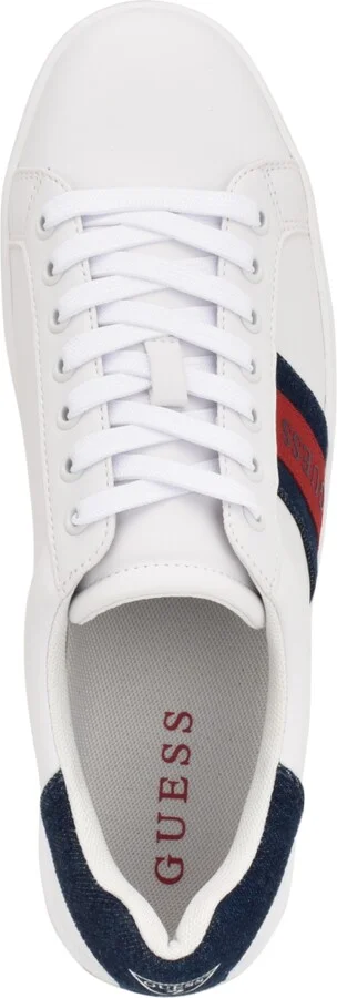 Guess Men's Letoro Low Top Lace Up Casual Sneakers - White, Denim, Red - Image 4